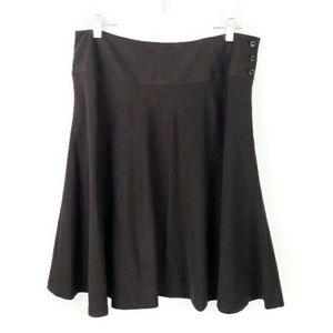 Chaps Classic Suiting Brown Stretch Side Button Zip Circle Skirt Womens Size 10